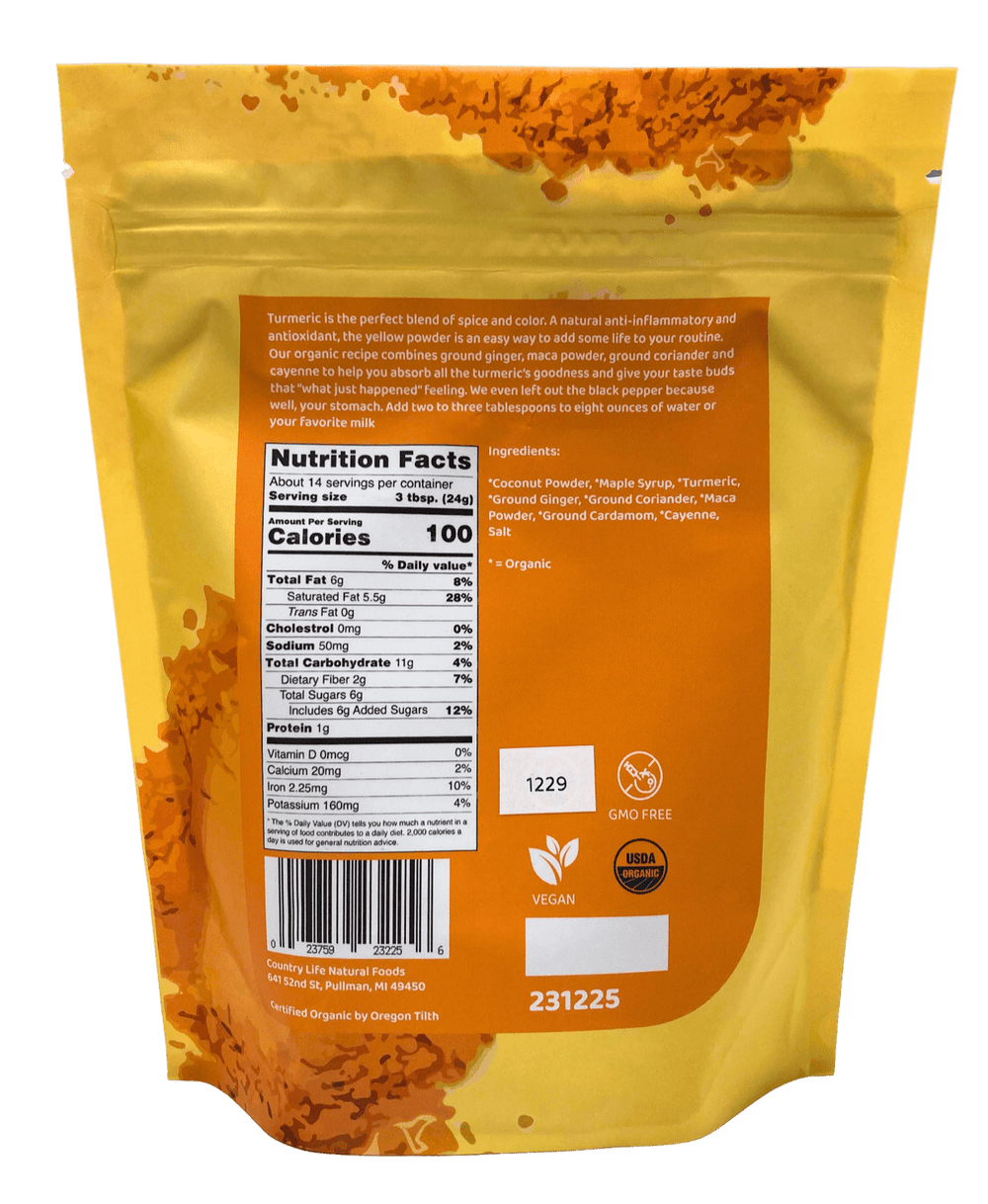 Golden Milk Beverage Mix, Organic, Instant, Vegan - Country Life Natural Foods