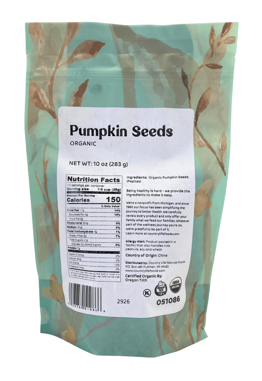 Pepitas (Pumpkin Seeds), Organic - Country Life Natural Foods