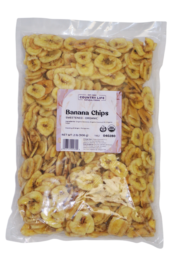 Banana Chips, Sweetened, Organic, Dried Fruit - Country Life Natural Foods