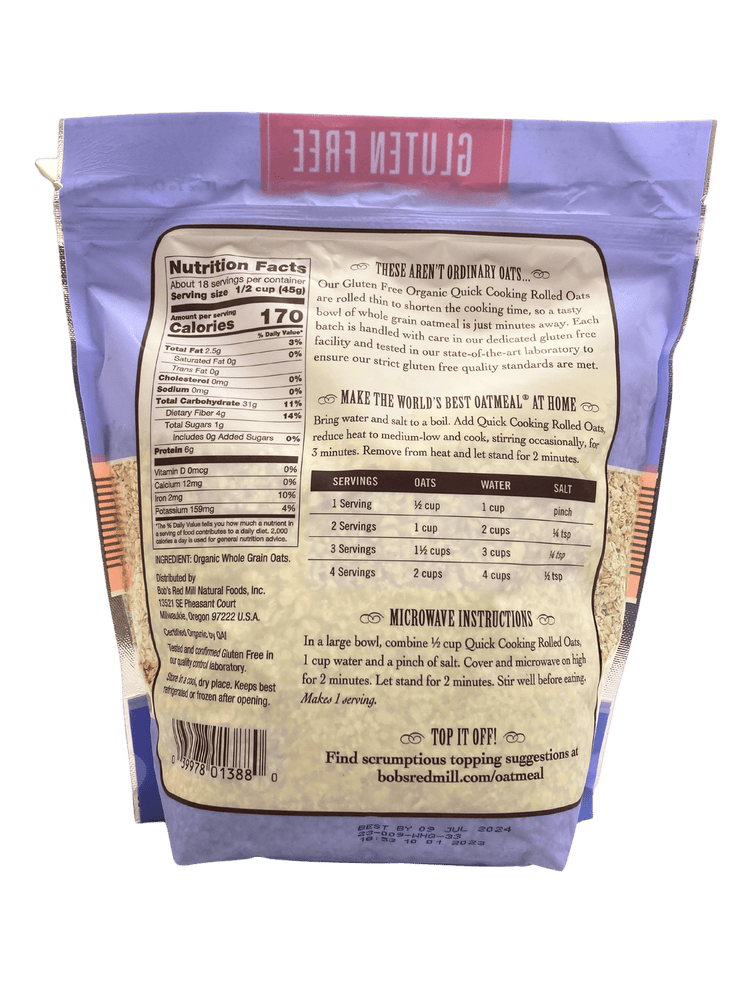 
                  
                    Oats, Quick Rolled, Organic, Gluten - Free, Bob's Red Mill - Country Life Natural Foods
                  
                