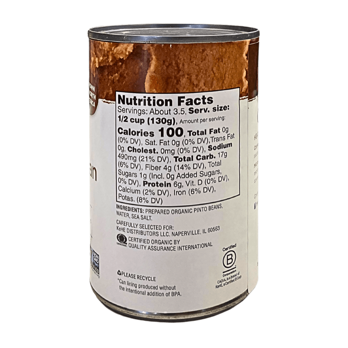 Refried Beans, Fat Free, Organic, Cadia, Beans - Country Life Natural Foods