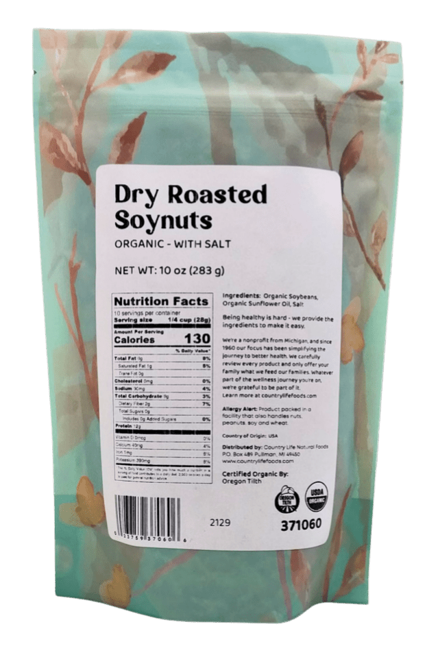 Soynuts, Dry Roasted, Organic, Low Salt - Country Life Natural Foods