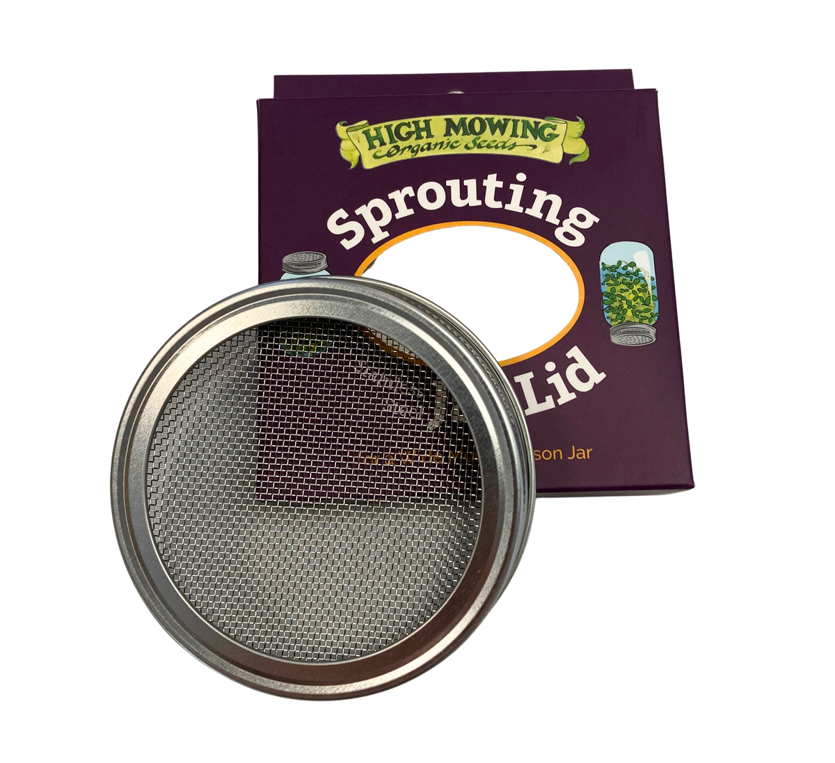 Close-up of the stainless steel sprouting jar lid, showcasing its mesh design for optimal air flow.