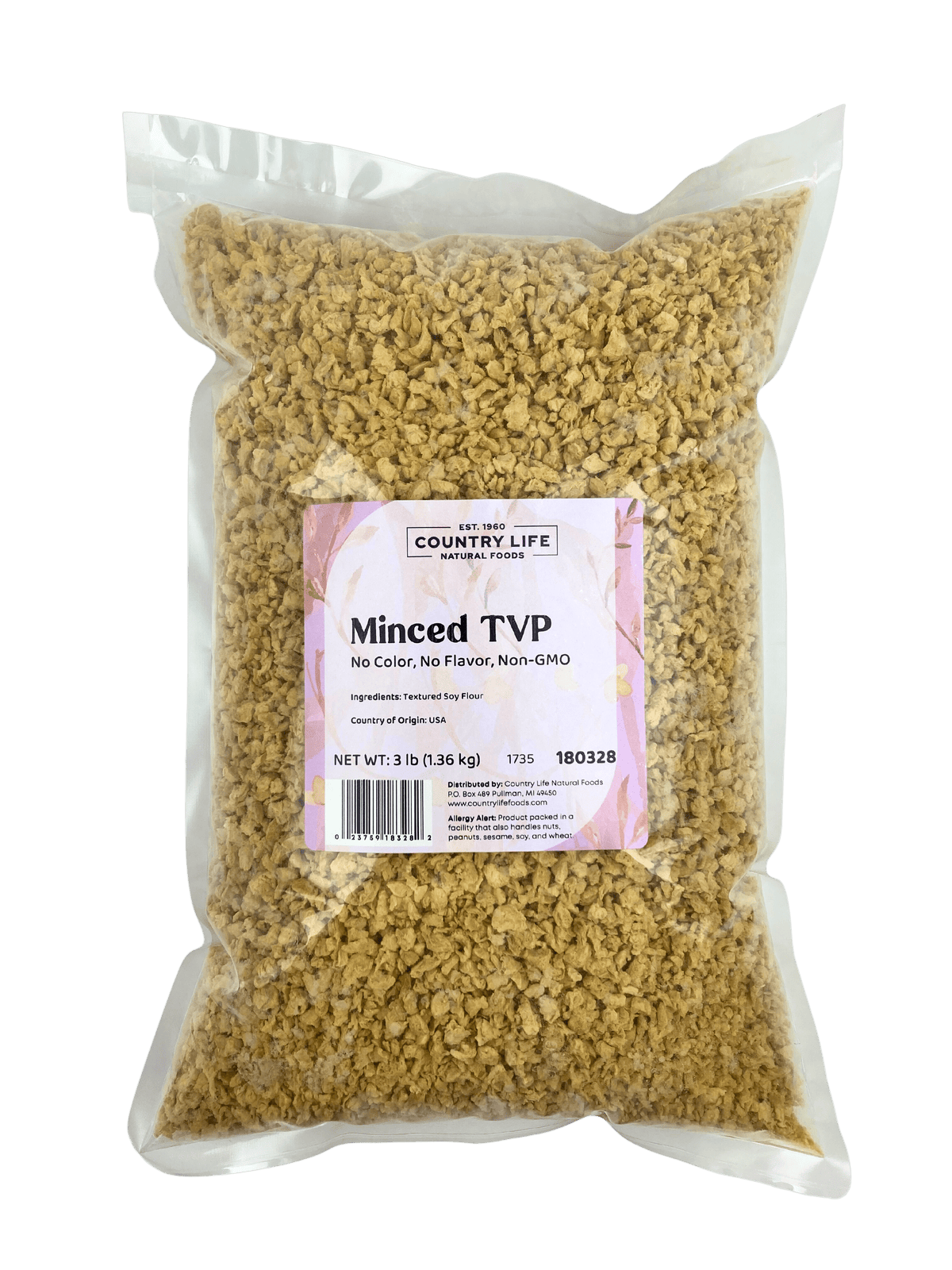 TVP Minced 1/4", No Added Color or Flavor, Non-GMO - Country Life Natural Foods