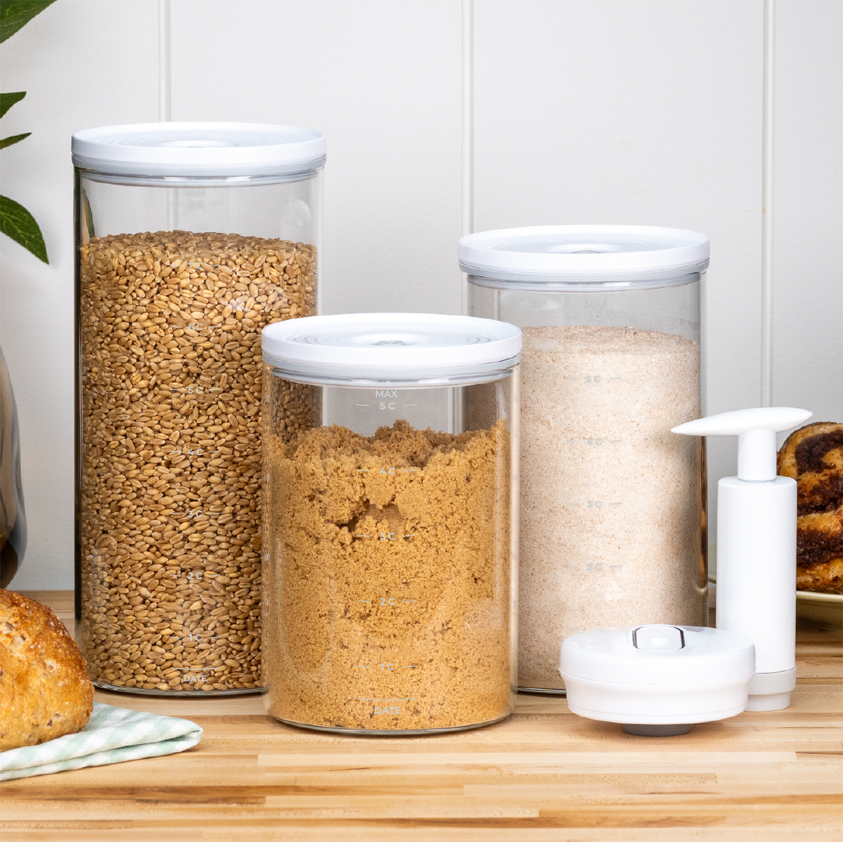 Glass Vacuum Seal Containers - Set of 3, Kitchen Accessory - Country Life Natural Foods