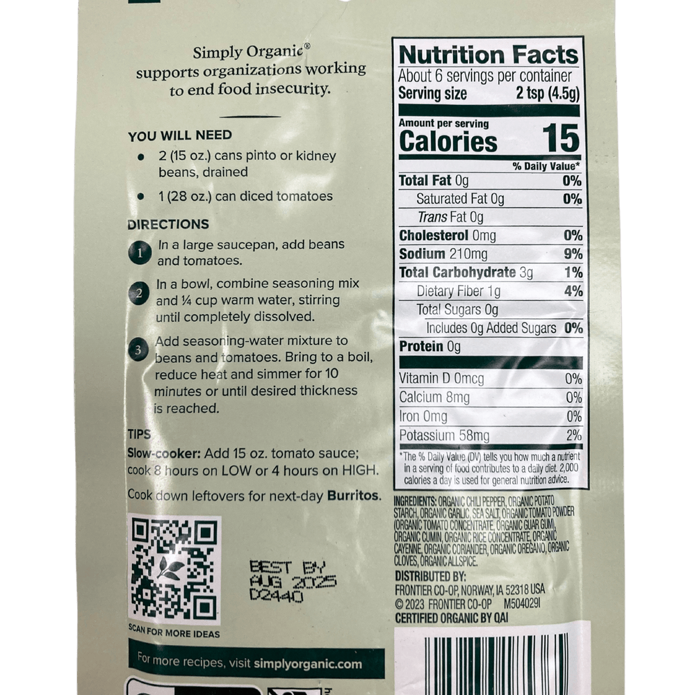 
                  
                    Chili Seasoning Mix, Vegetarian - Country Life Natural Foods
                  
                