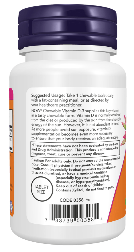 Vitamin D-3 Chewable 5,000 IU, Vitamins & Supplements - Country Life Natural Foods