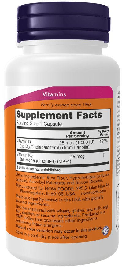 
                  
                    Vitamin D-3 & K-2 Capsules - Country Life Natural Foods
                  
                