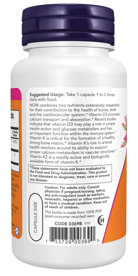 Vitamin D-3 & K-2 Capsules - Country Life Natural Foods