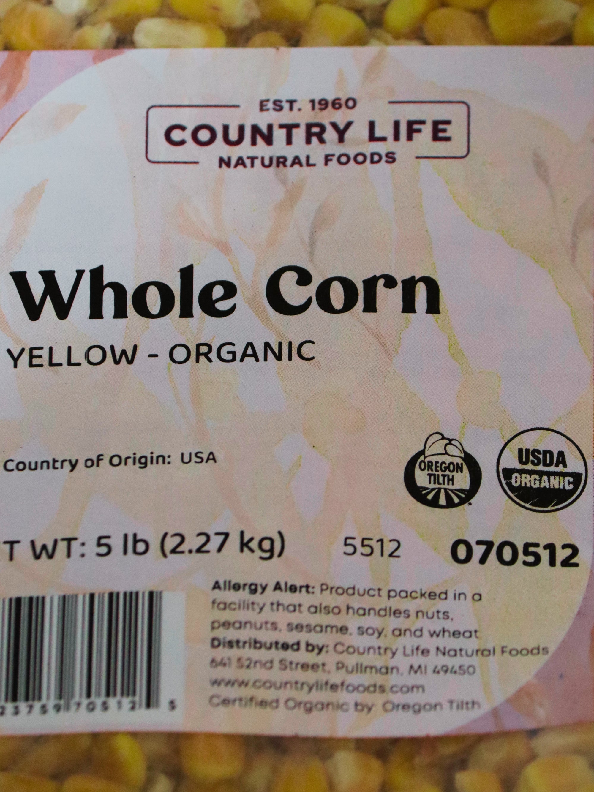 Corn, Whole Yellow, Organic, Grains - Country Life Natural Foods