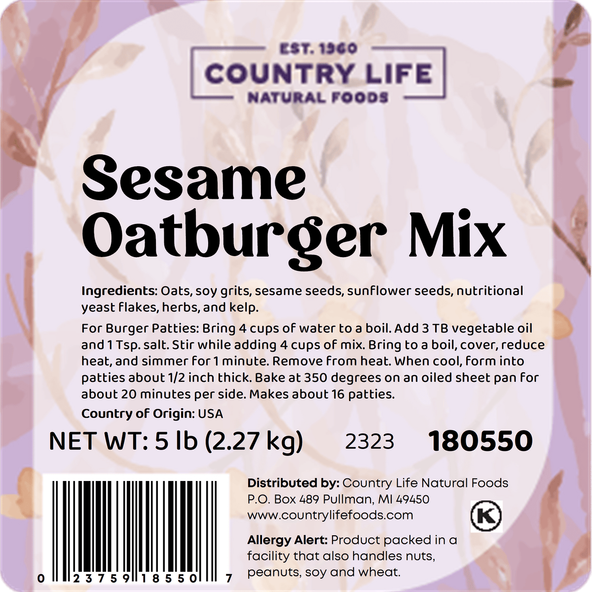 Sesame Oatburger Mix - Country Life Natural Foods