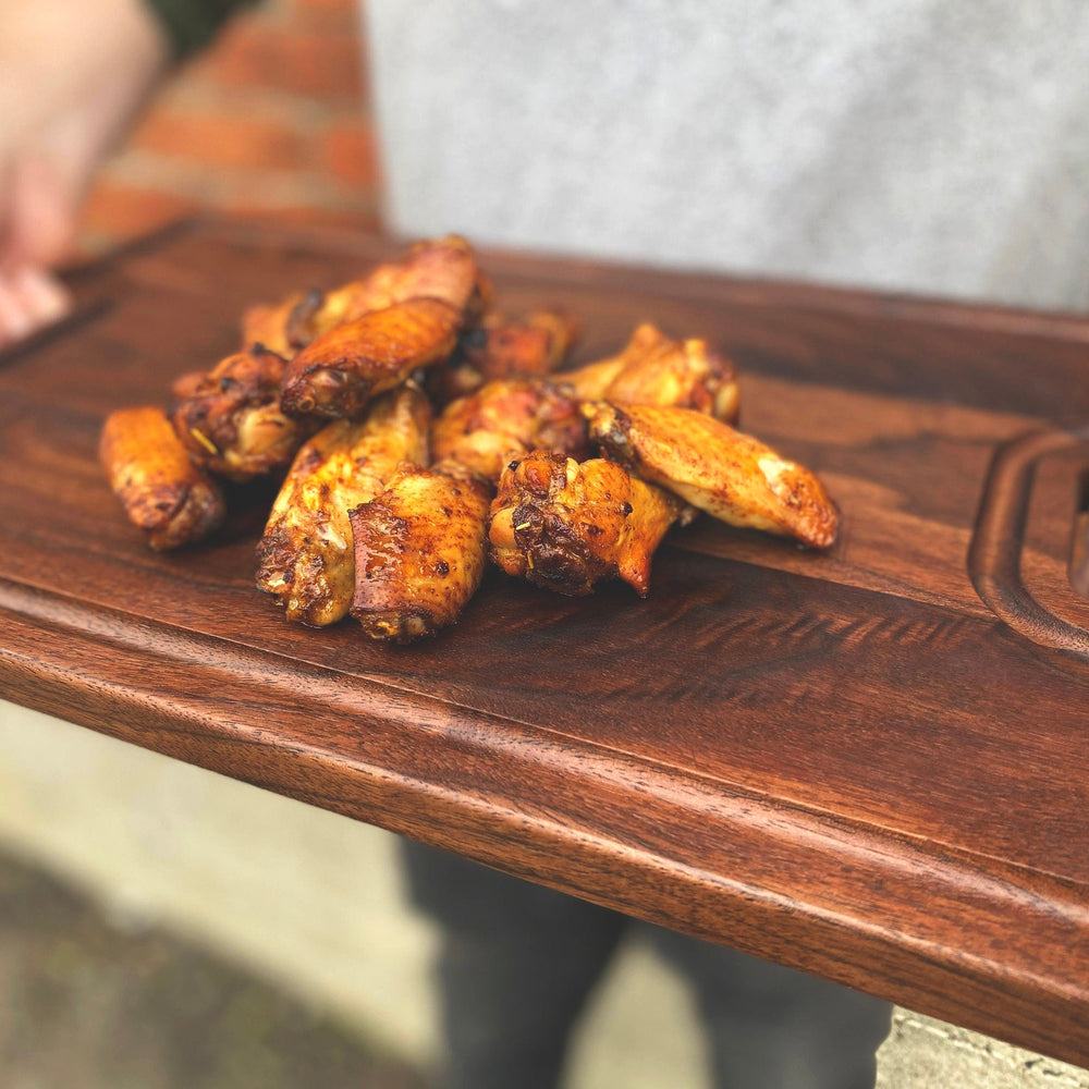 
                  
                    Large Cutting Board With Handles and Juice Groove 18x12, Walnut Reversible Wood Cutting Board, Doubles as a Wooden Serving Tray With Handles
                  
                