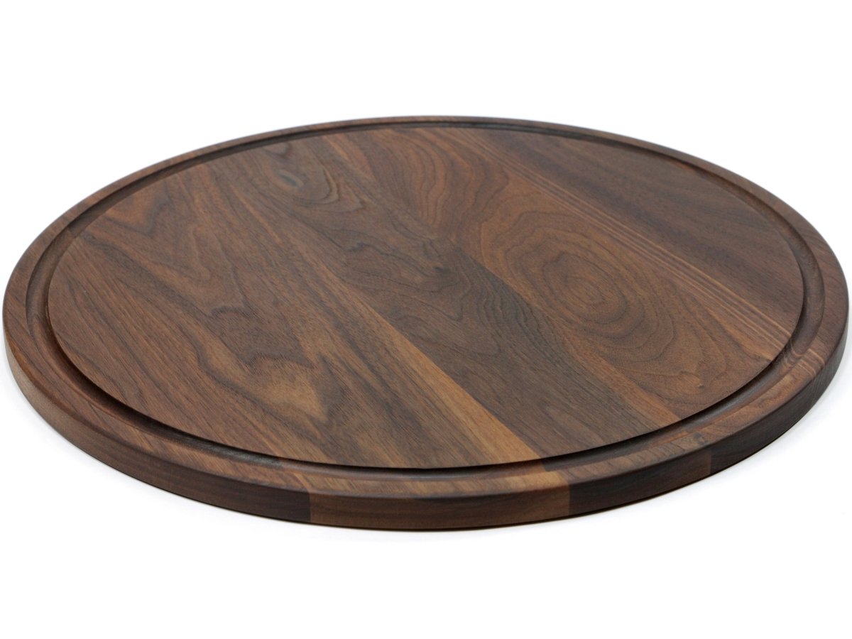Large Walnut Round Cheese Board, 18 Inch Round Cutting Board with Juice Groove Black Walnut, Large Walnut Round Charcuterie Board - Country Life Natural Foods