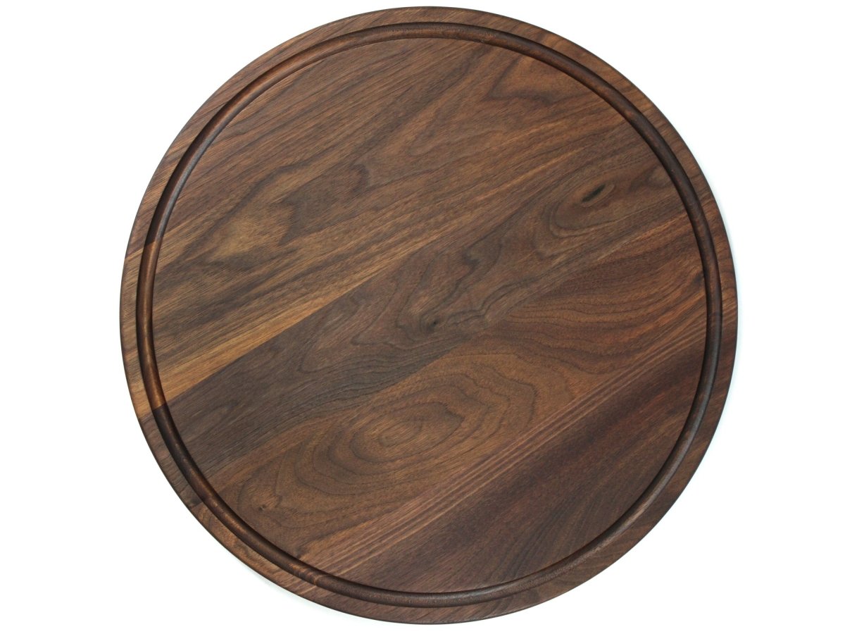 Large Walnut Round Cheese Board, 18 Inch Round Cutting Board with Juice Groove Black Walnut, Large Walnut Round Charcuterie Board - Country Life Natural Foods
