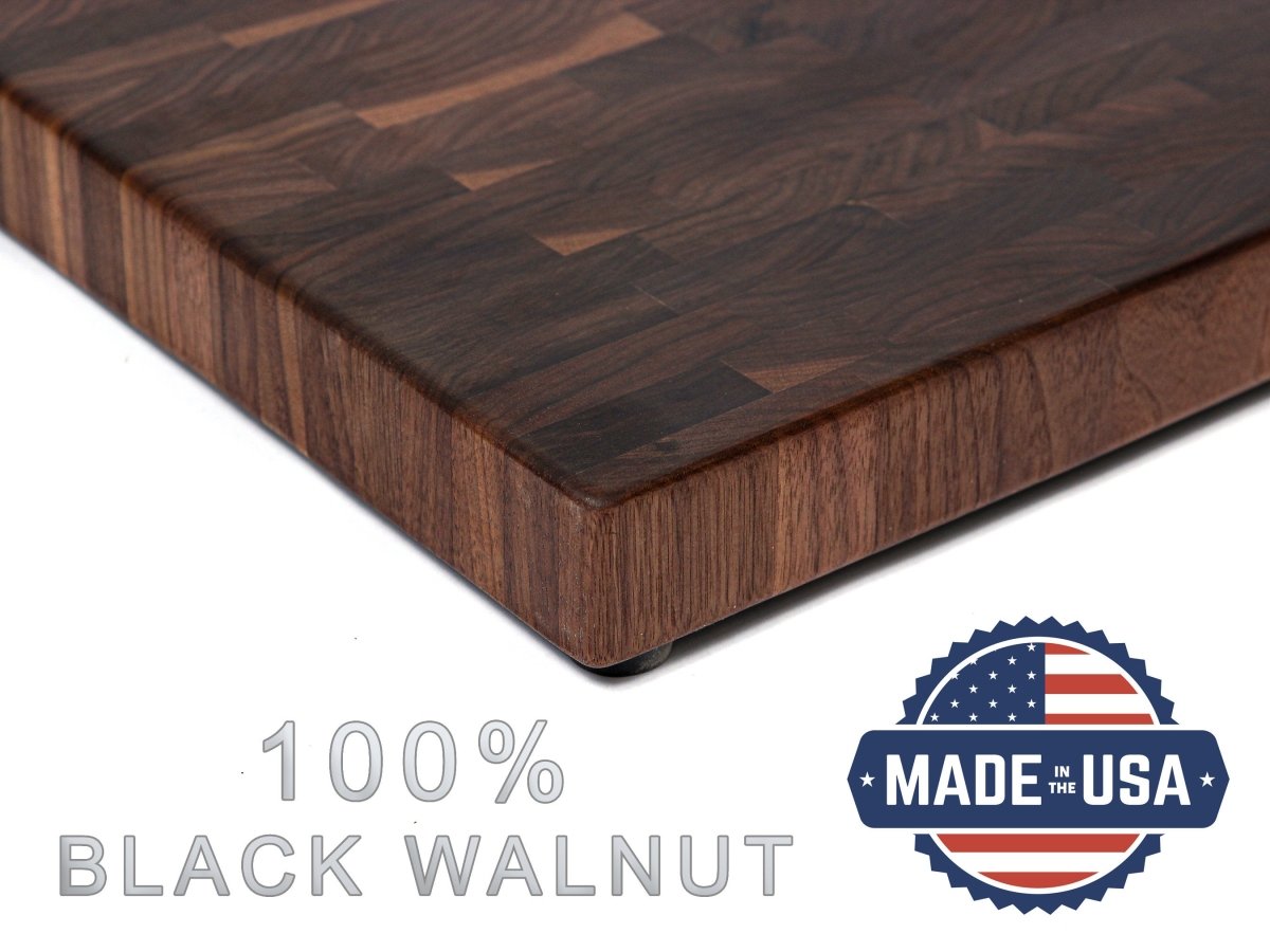 Large End Grain Walnut Cutting Board, Walnut Butcher Block with Rubber Feet, Up to 2” Thick, Wedding Gift, Anniversary Gift, USA Made, - Country Life Natural Foods