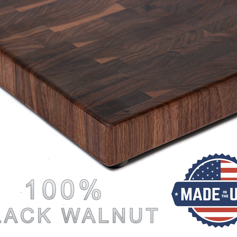 
                  
                    Large End Grain Walnut Cutting Board with Juice Groove, Butcher Block with Rubber Feet, Up to 2” Thick, Wedding Gift, Gift for Dad, USA Made
                  
                