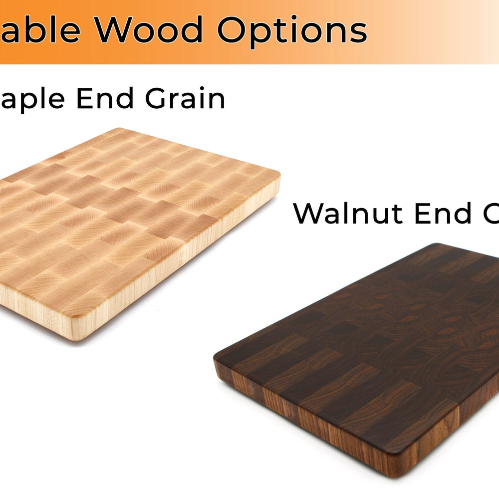 
                  
                    Large End Grain Walnut Cutting Board with Juice Groove, Butcher Block with Rubber Feet, Up to 2” Thick, Wedding Gift, Gift for Dad, USA Made
                  
                