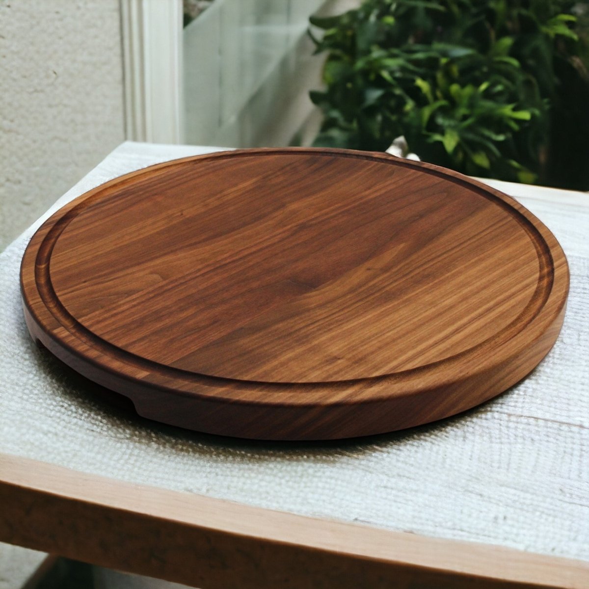 Extra Large Round Wood Cutting Board with Feet, Pocket Handles and Juice Groove, 18”x1.25 Inches Thick, Gift For Mom, 100% USA Made - Country Life Natural Foods