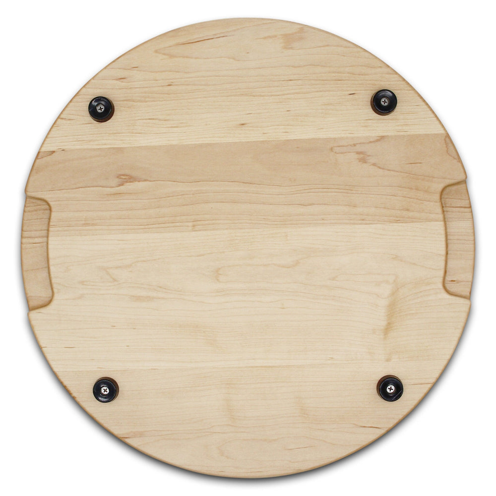 
                  
                    Extra Large Round Wood Cutting Board with Feet, Pocket Handles and Juice Groove, 18”x1.25 Inches Thick, Gift For Mom, 100% USA Made
                  
                