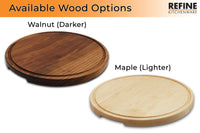 
                  
                    Extra Large Round Wood Cutting Board with Feet, Pocket Handles and Juice Groove, 18”x1.25 Inches Thick, Gift For Mom, 100% USA Made
                  
                