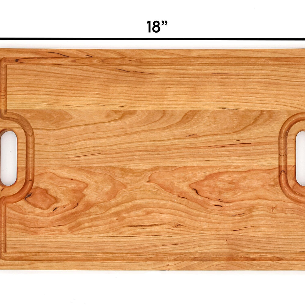 
                  
                    Large Cherry Wood Cutting Board With Juice Groove and Handles 18 x 12 Inches, Cherry Charcuterie Board, Cherry Cheese Board, 100% USA Made
                  
                