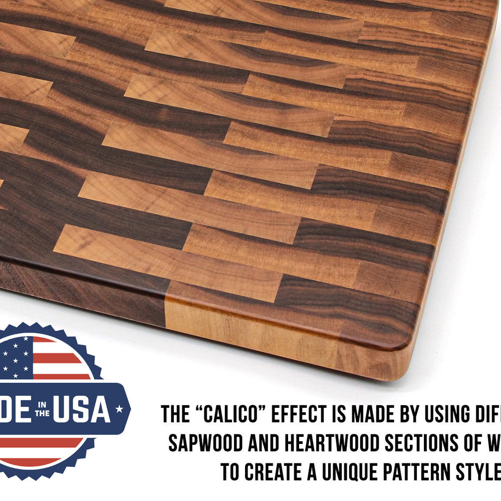 
                  
                    Large End Grain Calico Walnut Cutting Board, Walnut Butcher Block with Rubber Feet, Up to 2” Thick, Wedding Gift, Anniversary Gift, USA Made
                  
                