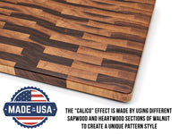 
                  
                    Large End Grain Calico Walnut Cutting Board, Walnut Butcher Block with Rubber Feet, Up to 2” Thick, Wedding Gift, Anniversary Gift, USA Made
                  
                