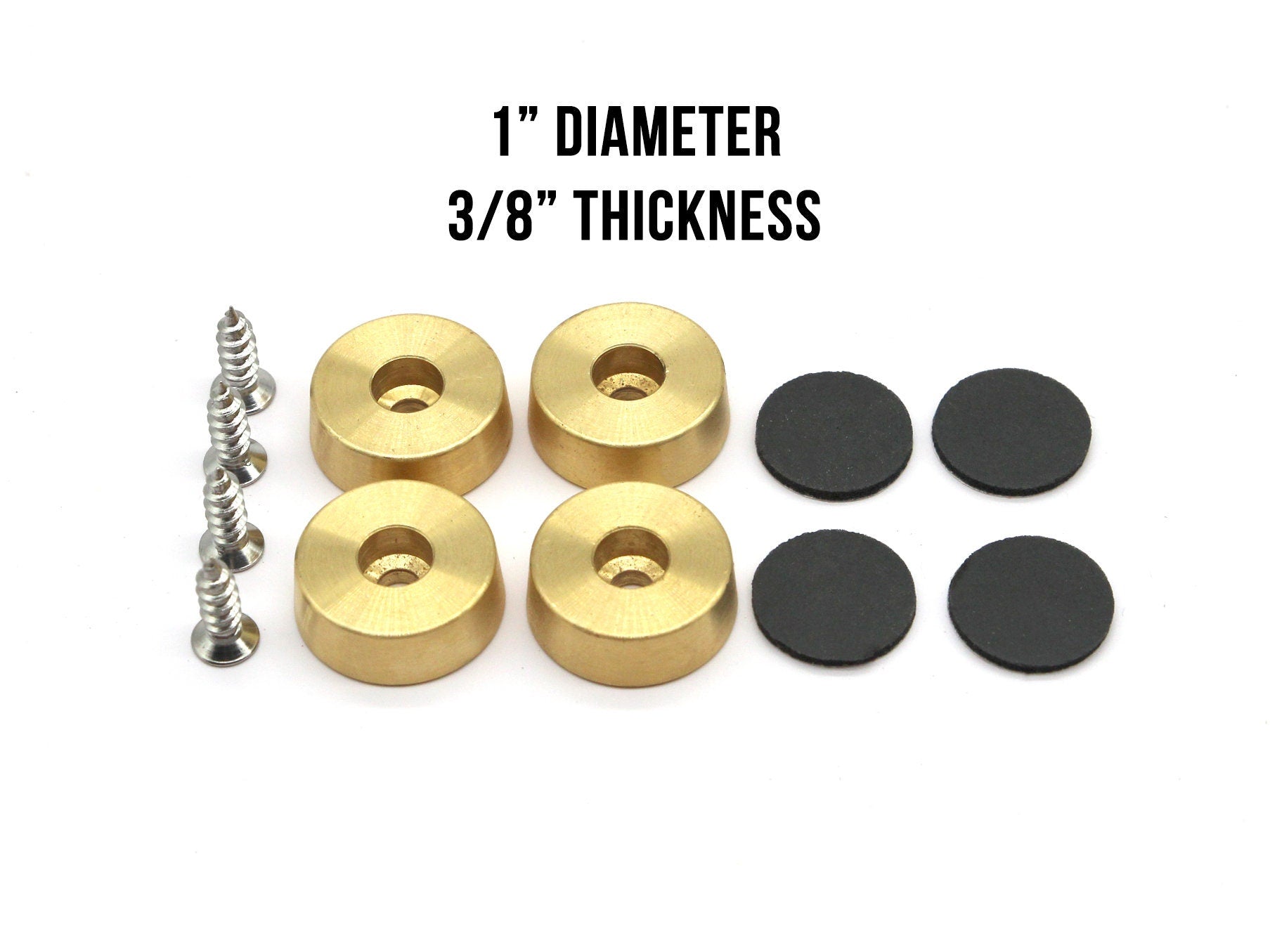 Premium Brass Cutting Board Feet - Set of 4, Includes Non-Slip Pads, and Phillips Screws. 1