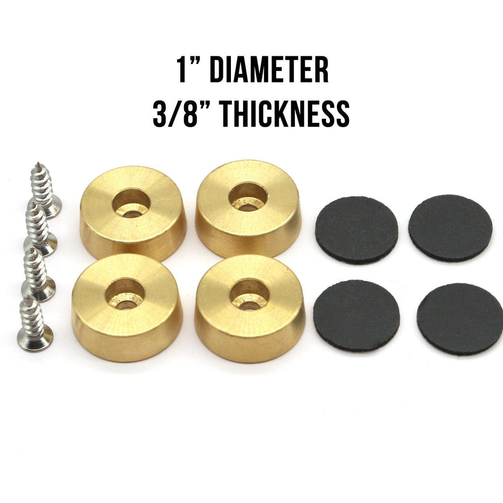 
                  
                    Premium Brass Cutting Board Feet - Set of 4, Includes Non-Slip Pads, and Phillips Screws. 1" Diameter Brass Hardware. 100% Made in the USA
                  
                