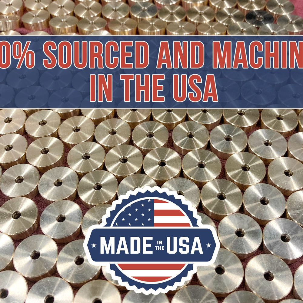 
                  
                    Premium Brass Cutting Board Feet - Set of 4, Includes Non-Slip Pads, and Phillips Screws. 1" Diameter Brass Hardware. 100% Made in the USA
                  
                