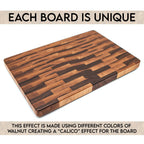 Large End Grain Calico Walnut Cutting Board, Walnut Butcher Block with Rubber Feet, Up to 2” Thick, Wedding Gift, Anniversary Gift, USA Made, - Country Life Natural Foods