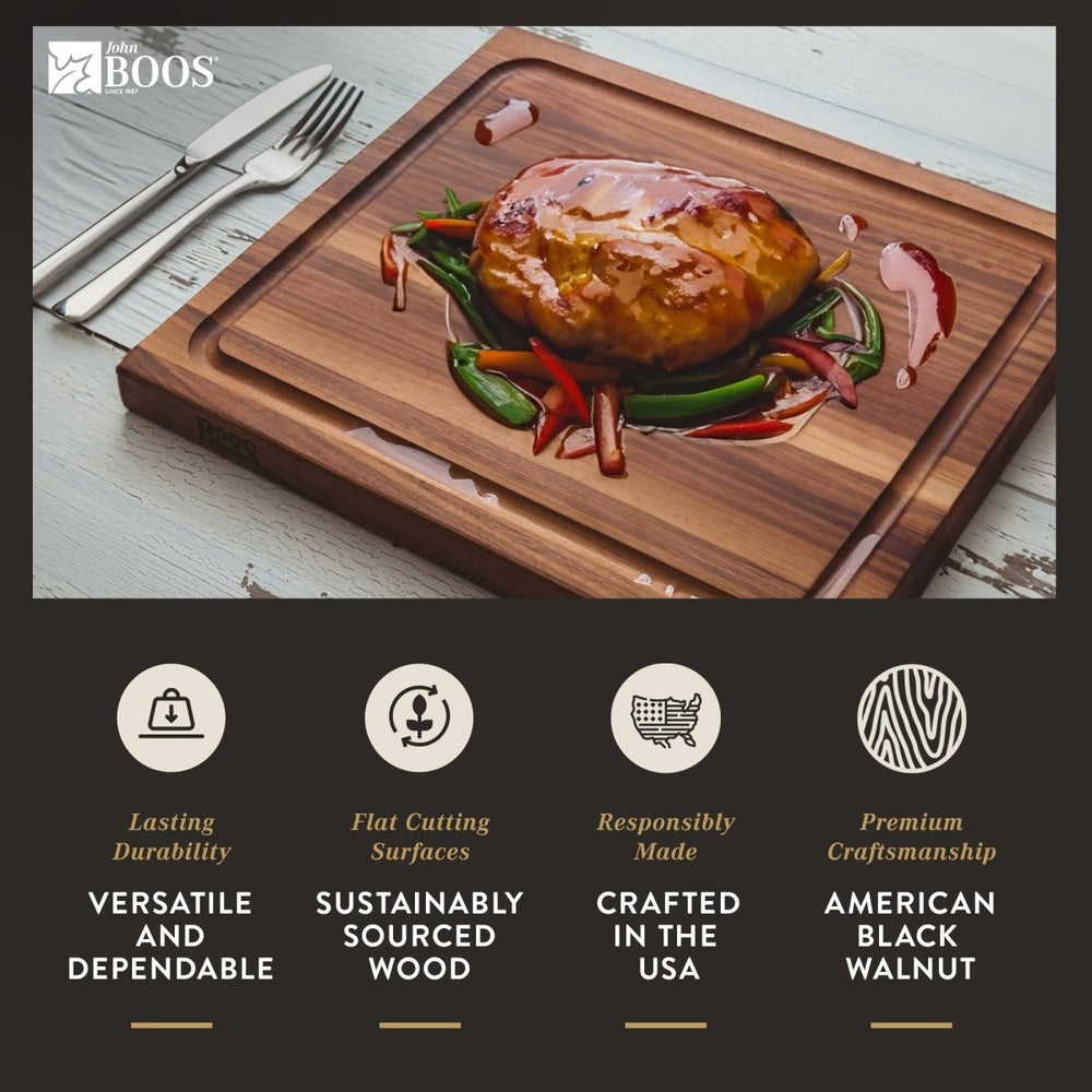 
                  
                    John Boos Walnut Wood Juice Groove Cutting Board w/Boos Block Care Cream, 3 Pack - Country Life Natural Foods
                  
                