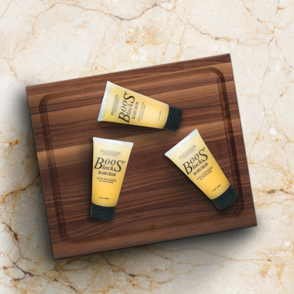 
                  
                    John Boos Walnut Wood Juice Groove Cutting Board w/Boos Block Care Cream, 3 Pack - Country Life Natural Foods
                  
                