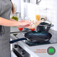 
                  
                    NutriChef 11 Piece Nonstick Diamond Pattern Kitchen Cookware Set, Dark Blue - Country Life Natural Foods
                  
                