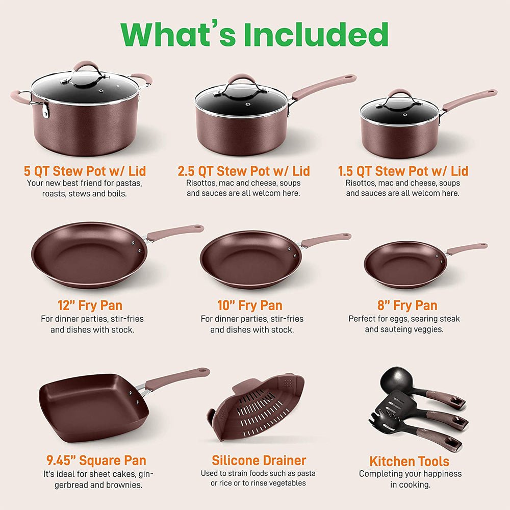 
                  
                    NutriChef Nonstick Cooking Kitchen Cookware Pots and Pans, 20 Piece Set, AGold - Country Life Natural Foods
                  
                