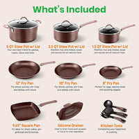 
                  
                    NutriChef Nonstick Cooking Kitchen Cookware Pots and Pans, 20 Piece Set, AGold - Country Life Natural Foods
                  
                