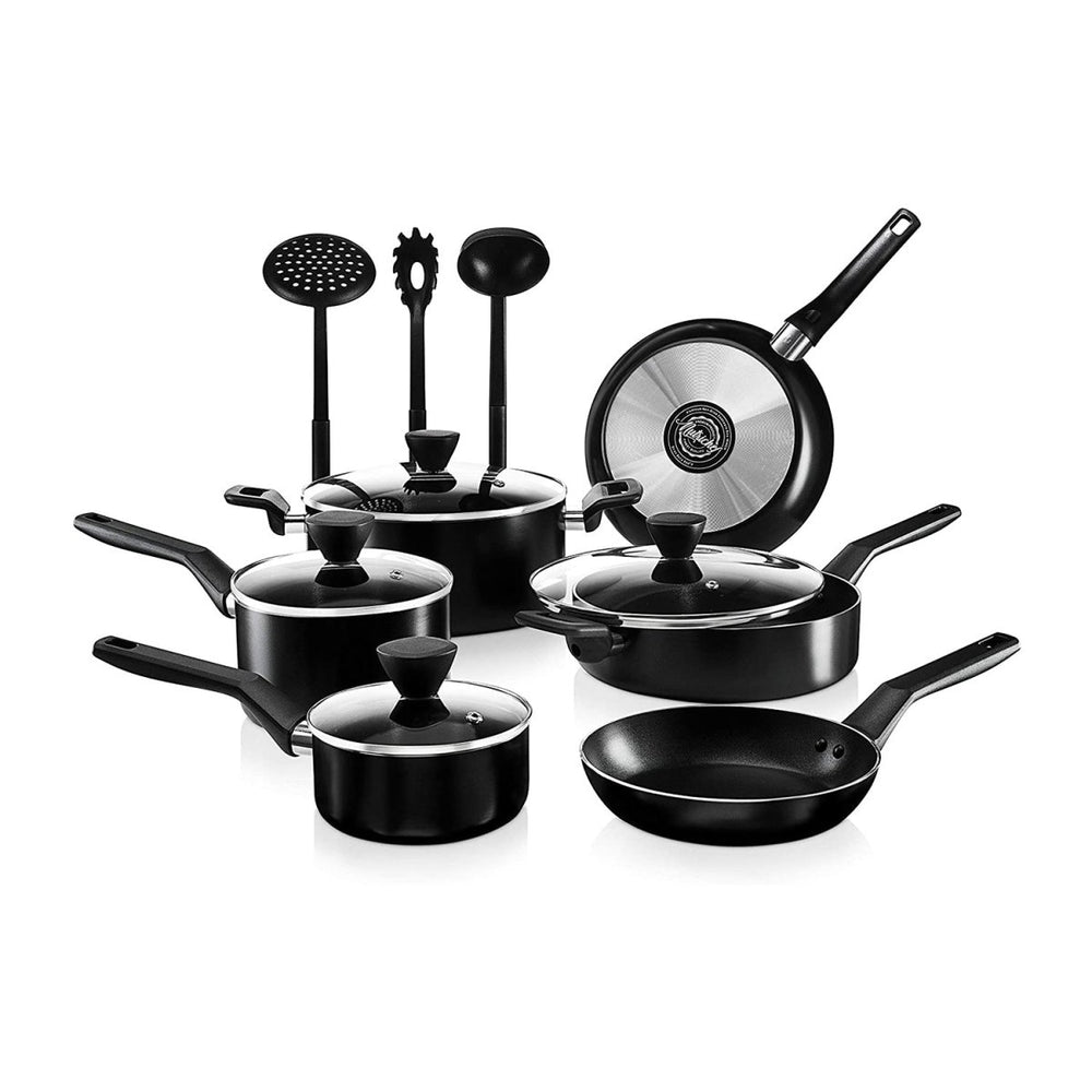 NutriChef Nonstick Cooking Kitchen Cookware Pots and Pan, 13 Piece Set, Black - Country Life Natural Foods