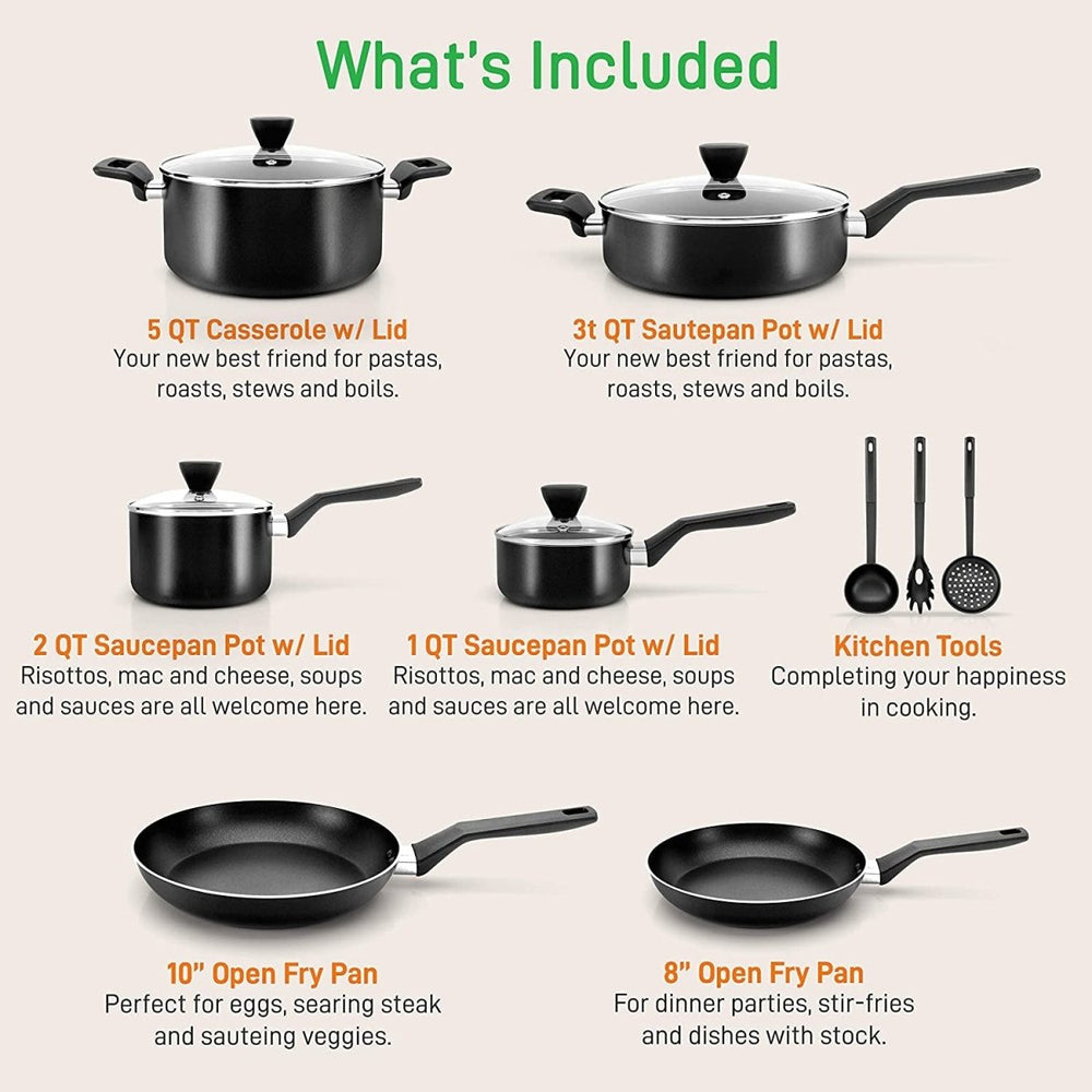 
                  
                    NutriChef Nonstick Cooking Kitchen Cookware Pots and Pan, 13 Piece Set, Black - Country Life Natural Foods
                  
                