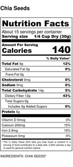Chia Seeds, Organic, Seeds - Country Life Natural Foods