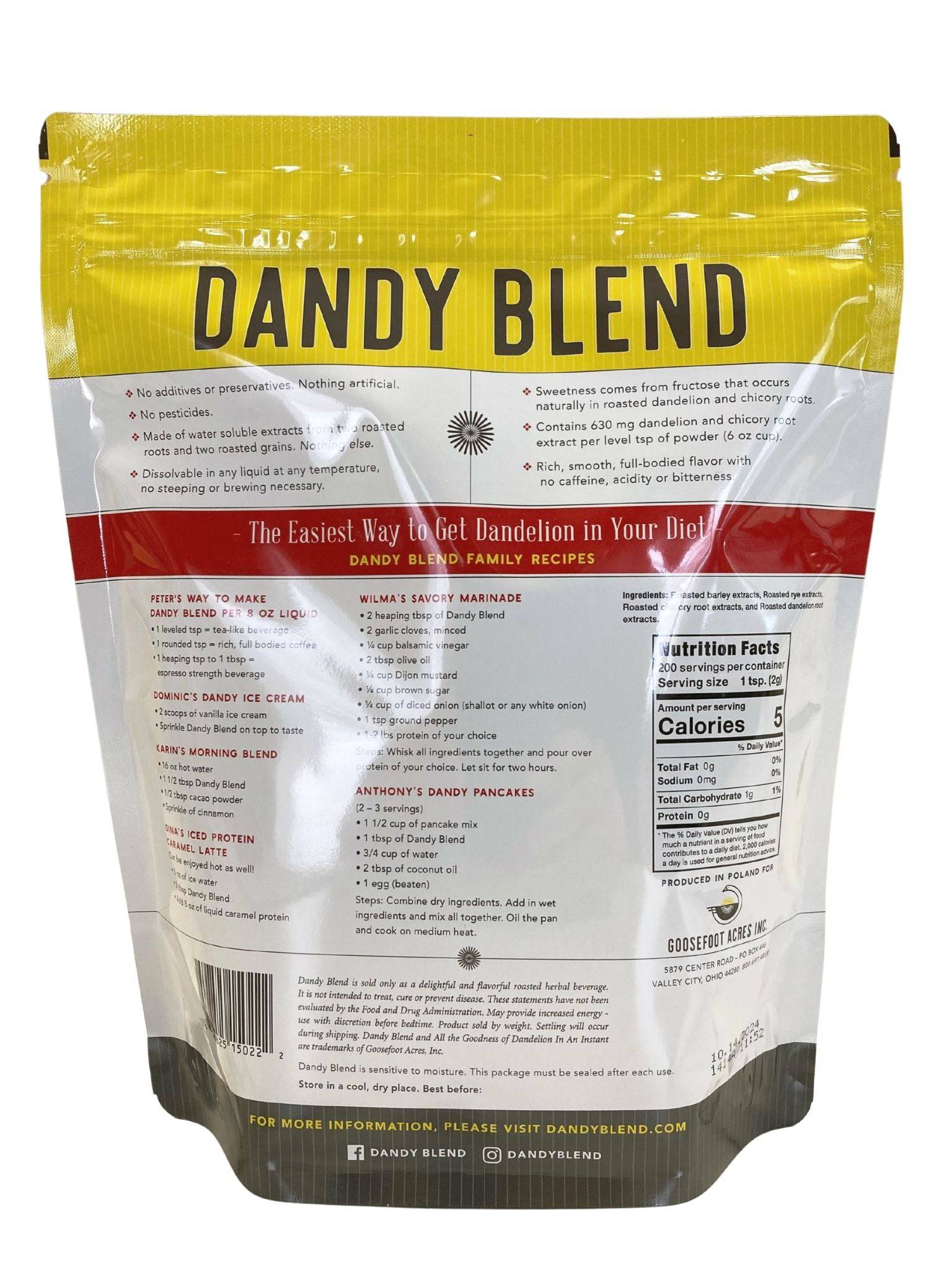 Organic Dandy Blend Tea - Bag – onemilefarms
