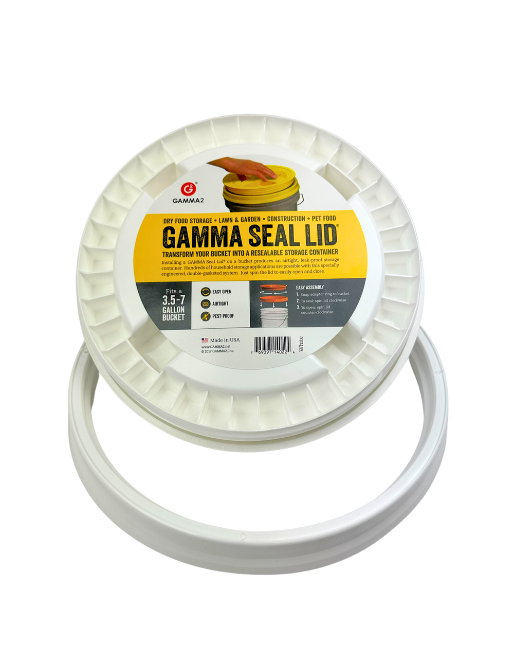 Lid, Gamma Seal (for 5-gal pail) - White - Country Life Natural Foods
