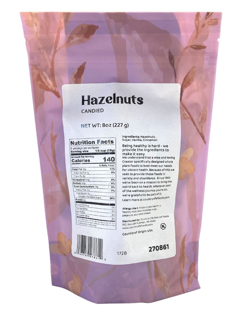 Candied Hazelnuts, Large, Ennis Variety - Country Life Natural Foods