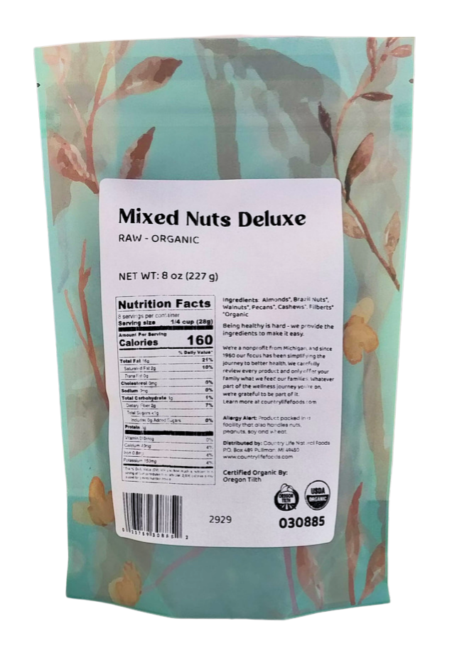 
                  
                    Organic Mixed Nuts Deluxe, Raw - Country Life Natural Foods
                  
                