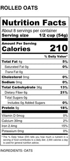 Oats, Regular Rolled, Organic, Oats - Country Life Natural Foods