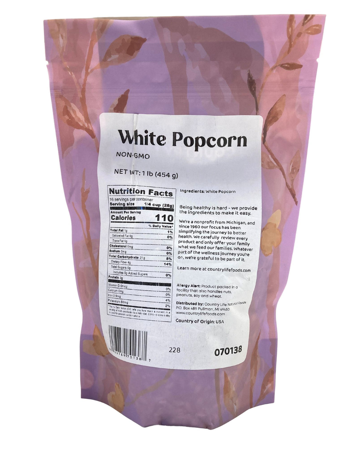 Popcorn, White, Grains - Country Life Natural Foods