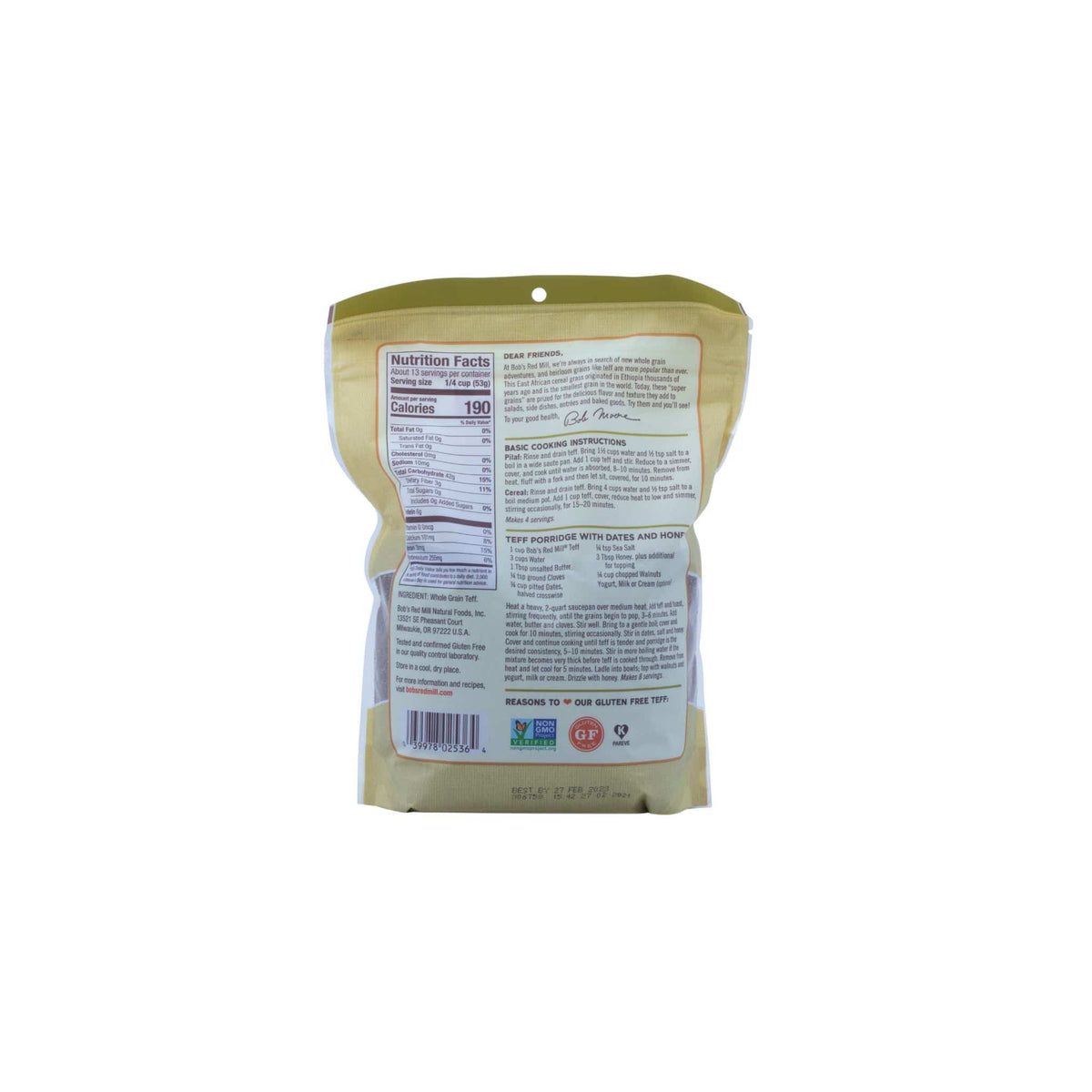 Teff Grain, Gluten-Free, Bob's Red Mill - Country Life Natural Foods