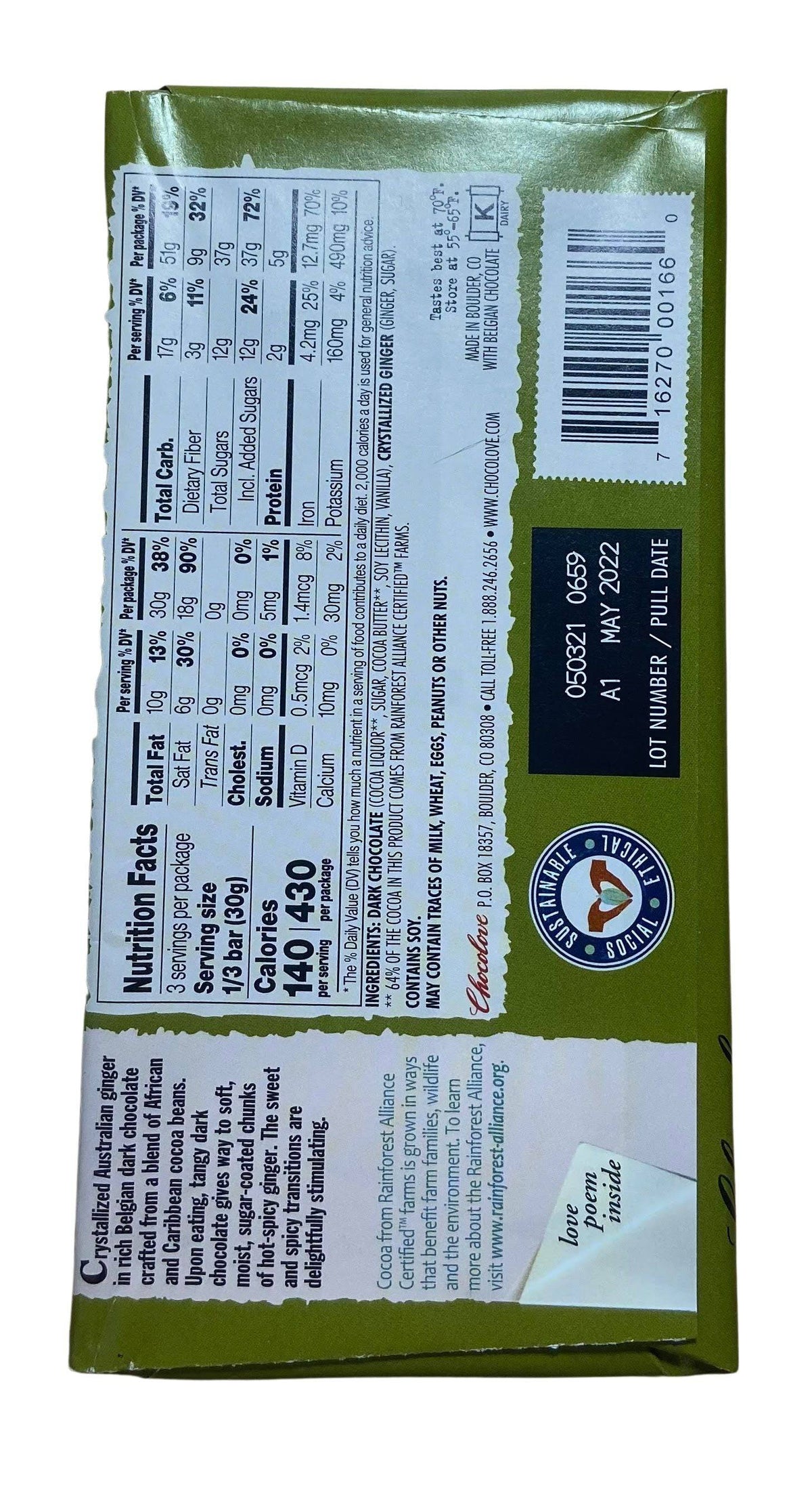 Chocolate Bars, Dark, Chocolove - Country Life Natural Foods