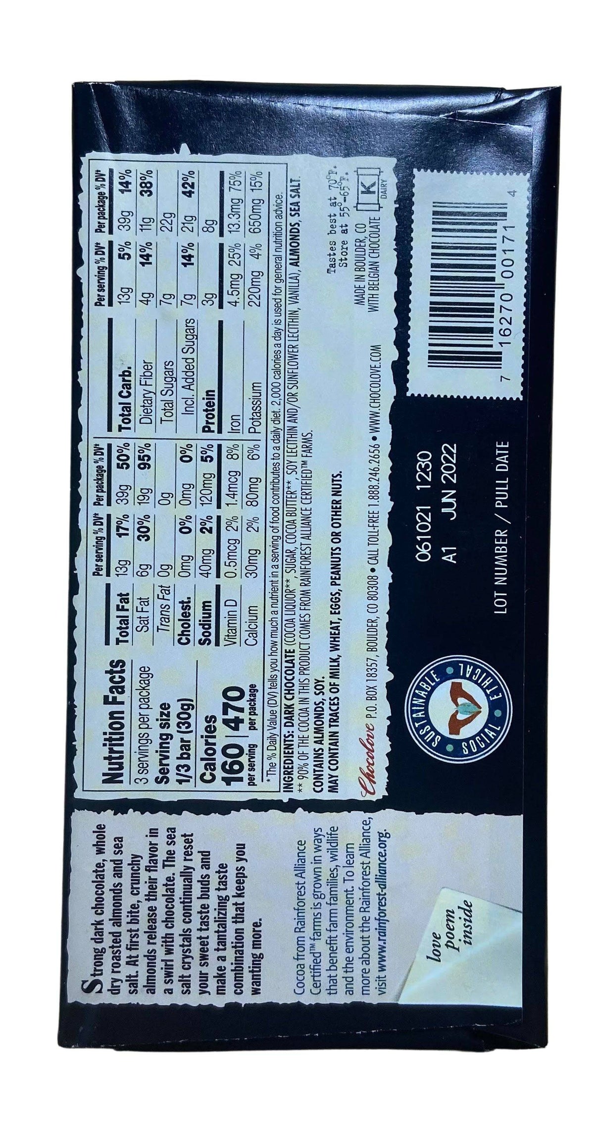 Chocolate Bars, Dark, Chocolove - Country Life Natural Foods