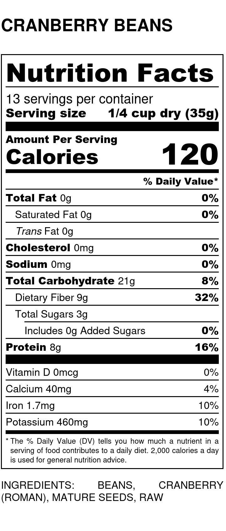 Cranberry Beans, Organic - Country Life Natural Foods