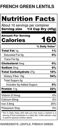 
                  
                    Organic Lentils, French - Country Life Natural Foods
                  
                